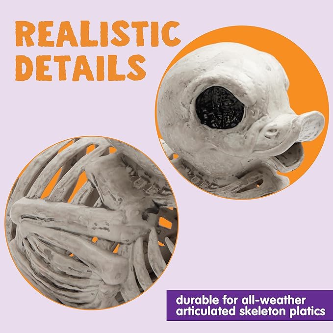 JOYIN 2 PCS 4.5” Duck Skeleton Plastic Bones Halloween Decorations for Spooky Animal Courtyard Halloween Graveyard Decor, Indoor Outdoor Prop Party Trick or Treat Decor