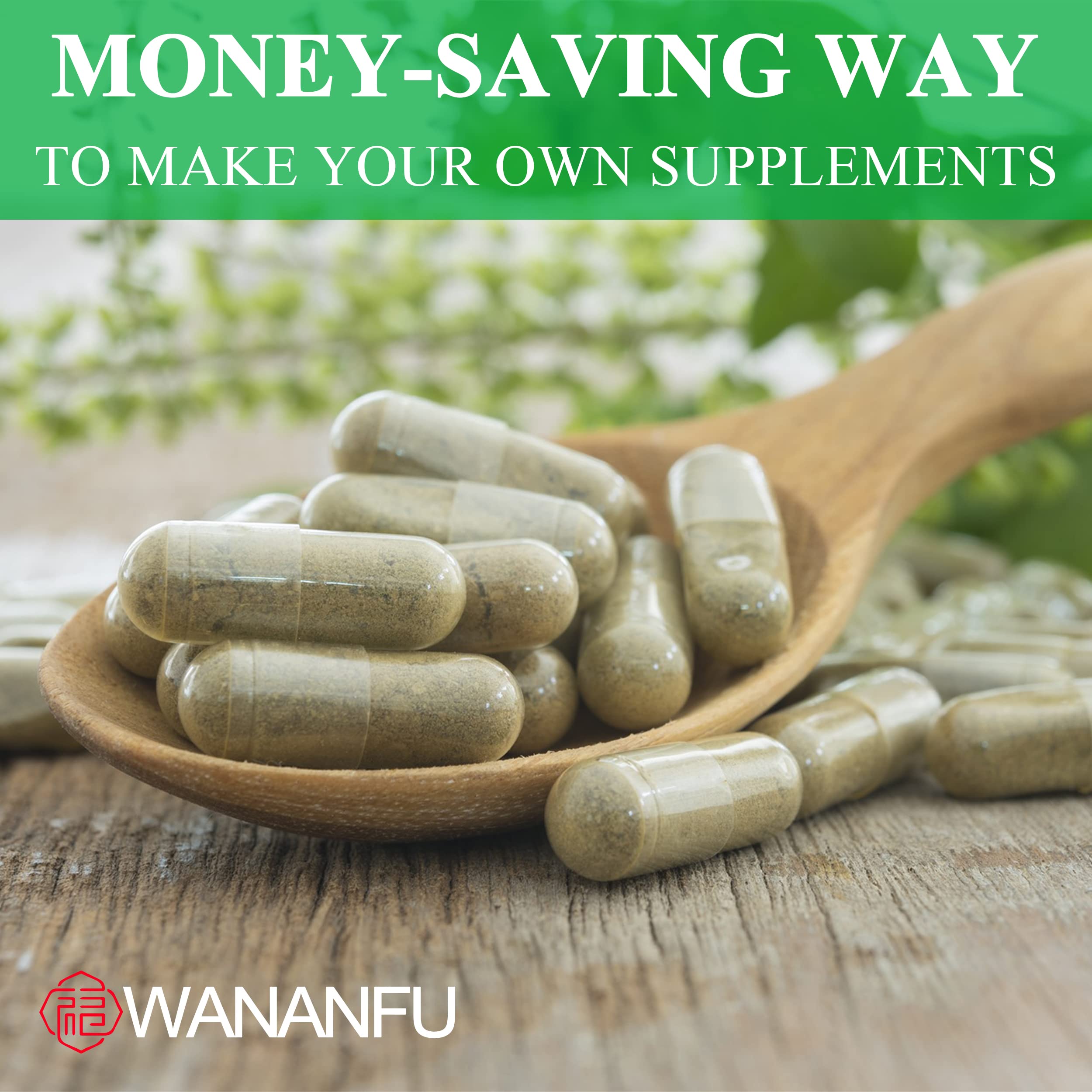 wananfu Size 1 Empty Capsules Vegetarian (1000 Count) Bundle with Micro Lab Spoon, Clear Fillable Veggie Pill Capsules Size 1 for Making Your Own Supplements