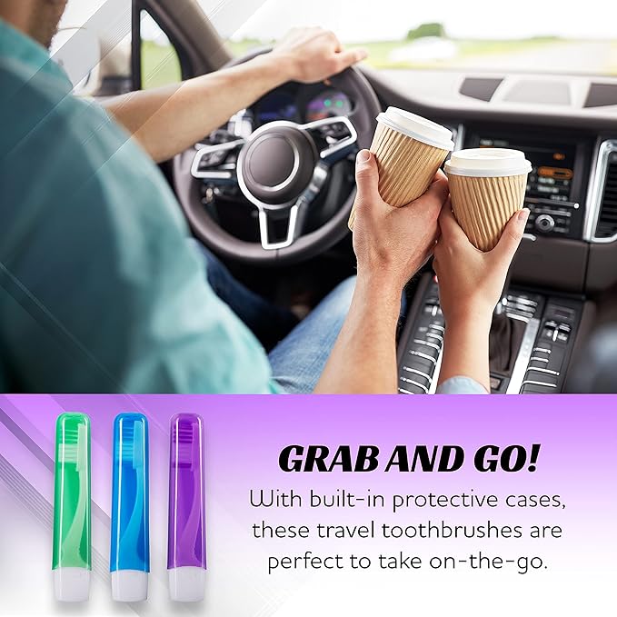 Lingito Mini Toothbrushes with Cover, Soft Travel Toothbrush Kit (3 Pack)