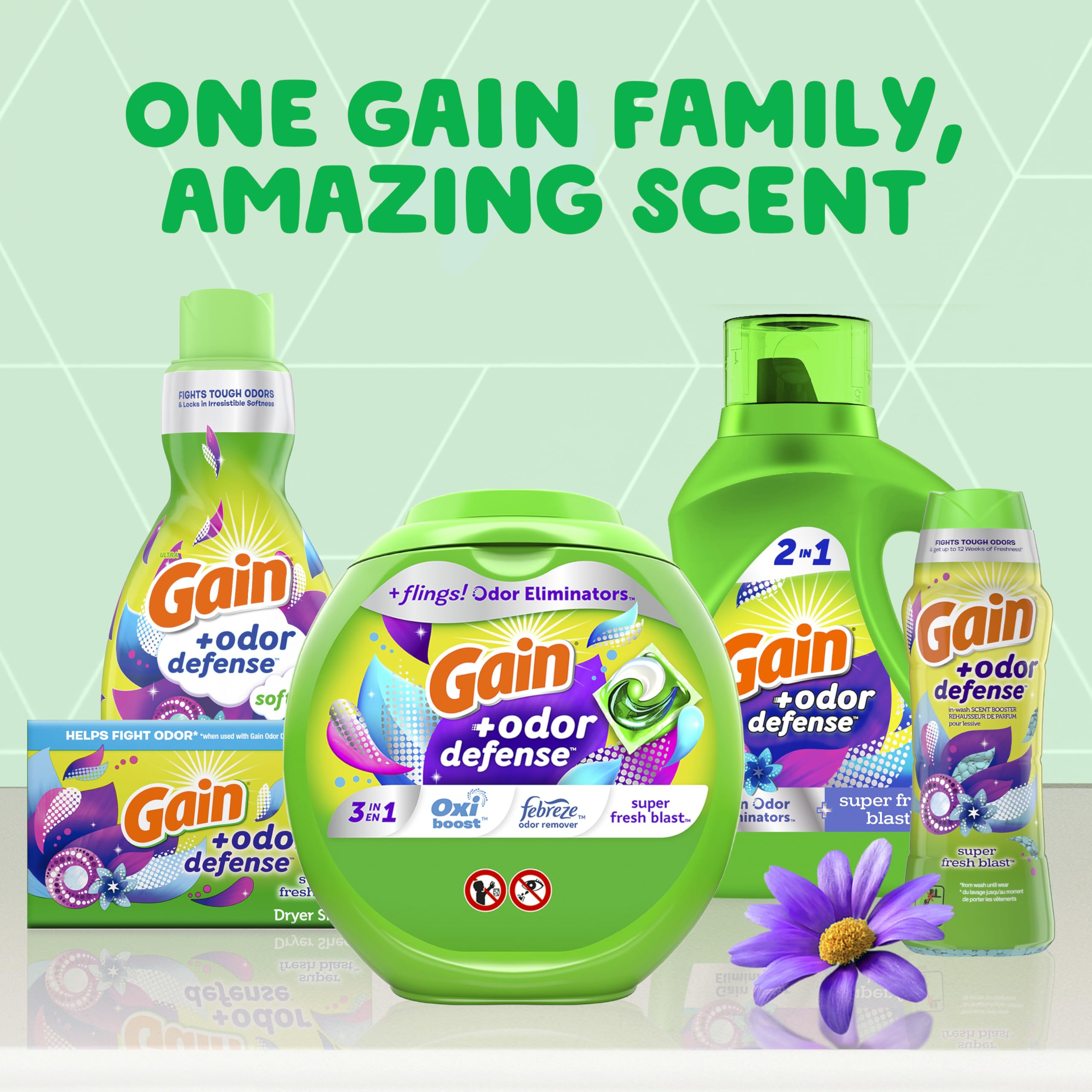 Gain + Odor Defense Liquid Laundry Detergent, Super Fresh Blast Scent, 107 Loads, HE Compatible Washing Soap (Packaging May Vary)