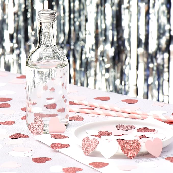 Rose-Gold Pink Valentines-Day Decorations Heart-Confetti - 200pcs Mothers Day Brunch Engagement Bachelorette Table Decor,Wedding Baby Shower Birthday Glitter Paper Party Confetti Lasting Surprise