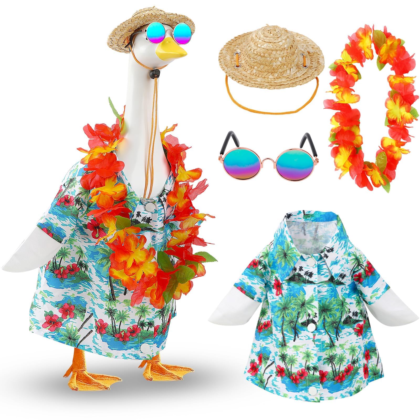 DTOFOOT 4 Pcs Hawaiian Porch Goose Outfit for 23 In Goose Statue Costume