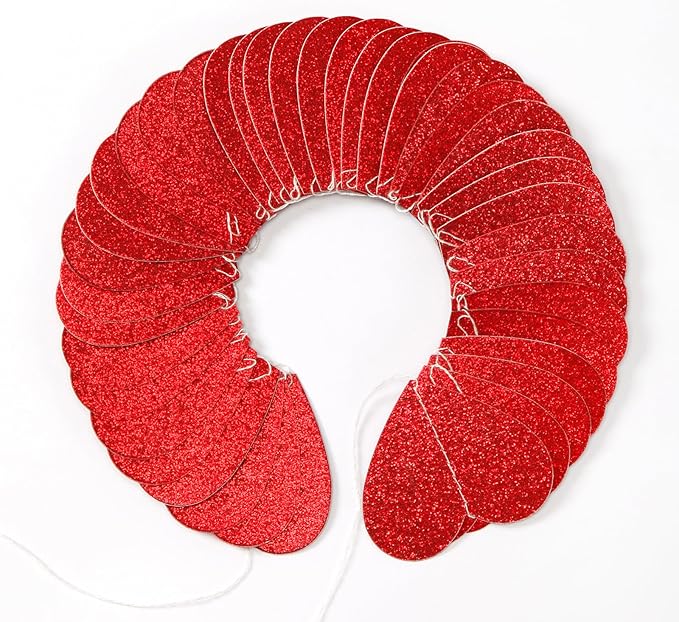 Red Heart Romantic Party-Decorations Garland - 62FT Glitter Special Night Galentines Hanging Streamers Banner,Valentines Girl Wedding Anniversary Baby Bridal Shower Birthday Decor Supplies Hugtmr