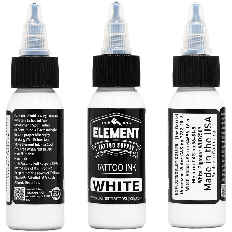Element Tattoo Supply Greywash Tattoo Ink Set Light Medium Dark Blend Nighthawk Black Element White Formula for Shading Outlining Mixing Tattoo Work 1oz Bottle 5 Bottles
