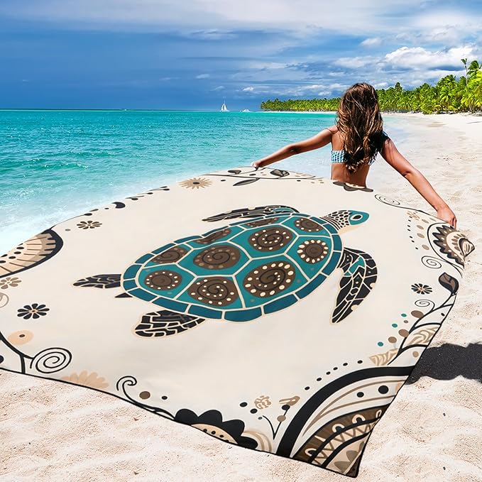 WIWIGO Beach Blanket Waterproof Sandproof Beach Mat 79" X 83"/10'x9'for 2-8 Adults Quick Drying Outdoor Picnic Mat Beach Accessories for Travel, Camping, Hiking