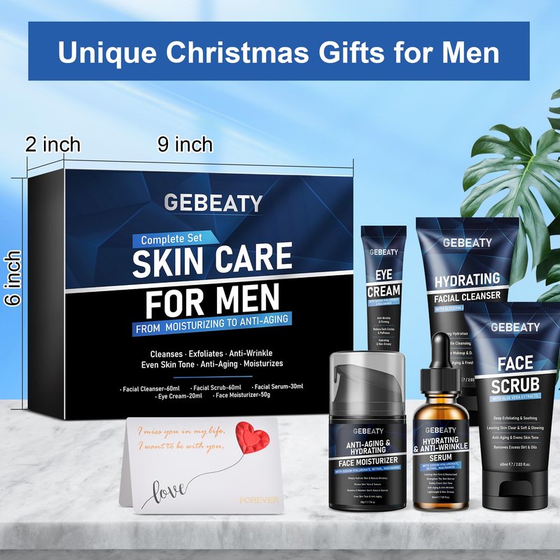 Mens Skin Care Kit,Skin Care for Men,Deep Hydrate,Moisturize,Firm Skin,Gentle Men's Facial Skin Care Routine Kit for Men Christmas Valentines Birthday Gifts for Him Boyfriend Husband Fathers Dad