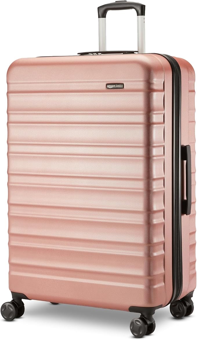Amazon Basics 30" Hardside Large Checked Luggage, Expandable For Up to 15% More Space, Scratch-Resistant Surface, Four Multi-directional Wheels, Rose Gold