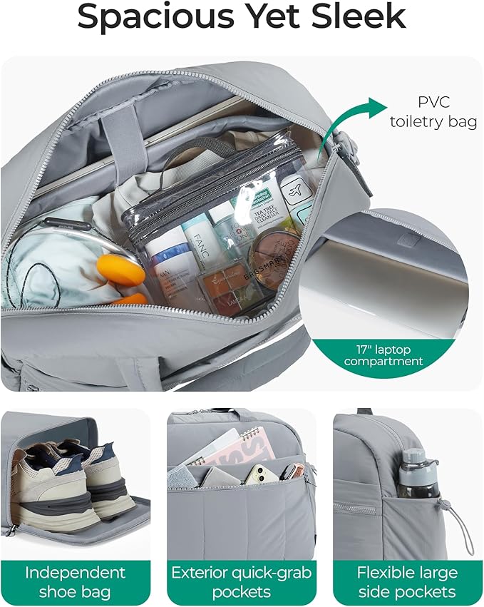 BAGSMART Gym Bag for Women, Duffle Bag for Travel with Wet Pocket, Lightweight Carry on Weekender Duffel, Water Resistant