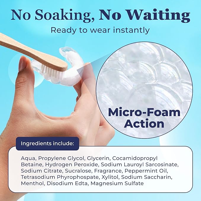 Aligner Cleaner Foam - Aligner and Retainer Cleaner Foam for Invisalign, Night Guards and Dentures, Helps Remove Stains & Build-Up, Keeps Appliances Clear, Fresh Mint Flavor, Travel-Friendly