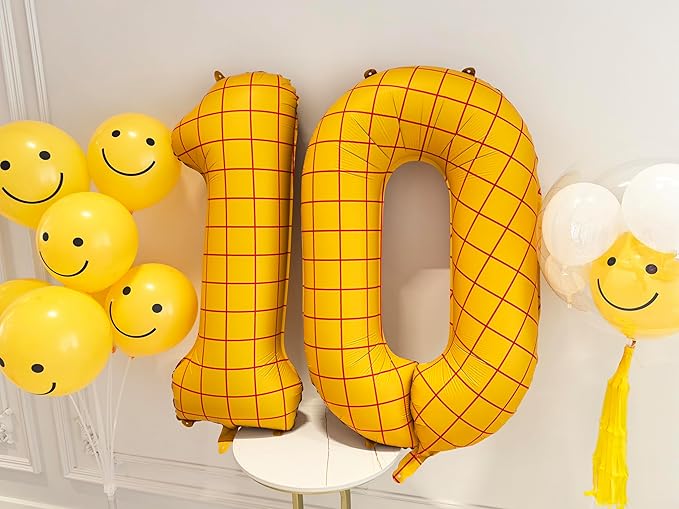 40-Inch Large Number Balloon Toy Inspired Story Matte Yellow Birthday Balloon Western Rodeo Party Supplies Boy Girl Story Anniversary Kids Birthday Party Cowboy Farm Themed Baby Welcome Decorations