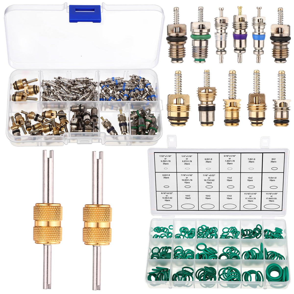 Threlaco 382 Pcs Air Conditioning Schrader Valve Cores for Car Home A/C Accessories R12 R134a Refrigeration Tire Valve Stem Core