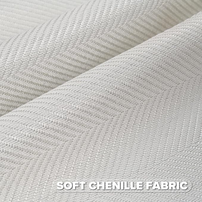 FUTEI Cream White Chenille Throw Pillow Covers 12x20 Inch Set of 2,Soft Wide Chevron Textured Lumbar Pillow Cases,Farmhouse Home Decor for Couch Bed Living Room
