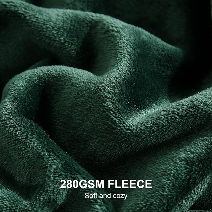 Hansleep Fleece Blanket for Couch Dark Green, Super Soft Flannel Fuzzy Throw Plush Cozy Blanket for All Seasons, Dark Green, Throw 50x60 Inches