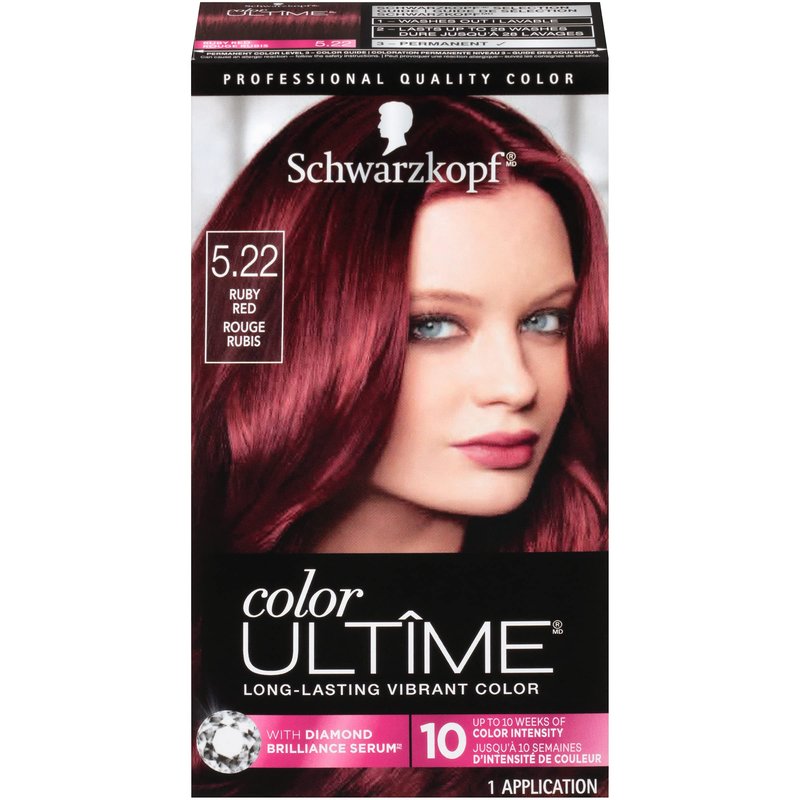 Schwarzkopf Color Ultime Hair Color, 5.22 Ruby Red, 1 Application - Permanent Red Hair Dye for Vivid Color Intensity and Fade-Resistant Shine up to 10 Weeks (Pack of 2)