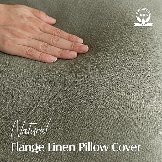 Foindtower Pack of 2, Decorative Linen Soild Throw Pillow Covers Soft Accent Cushion Case Farmhouse Neutral Pillowcase for Chair Couch Sofa Bedroom Living Room Home Decor 20x20 Inch Olive Branch Green