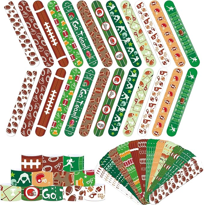 36 PCS Football Slap Bracelets Party Favors, Football Sports Bracelets for Kids Sports Themed Birthday Party Supplies Decorations Snap Bracelet Wristband for Boys