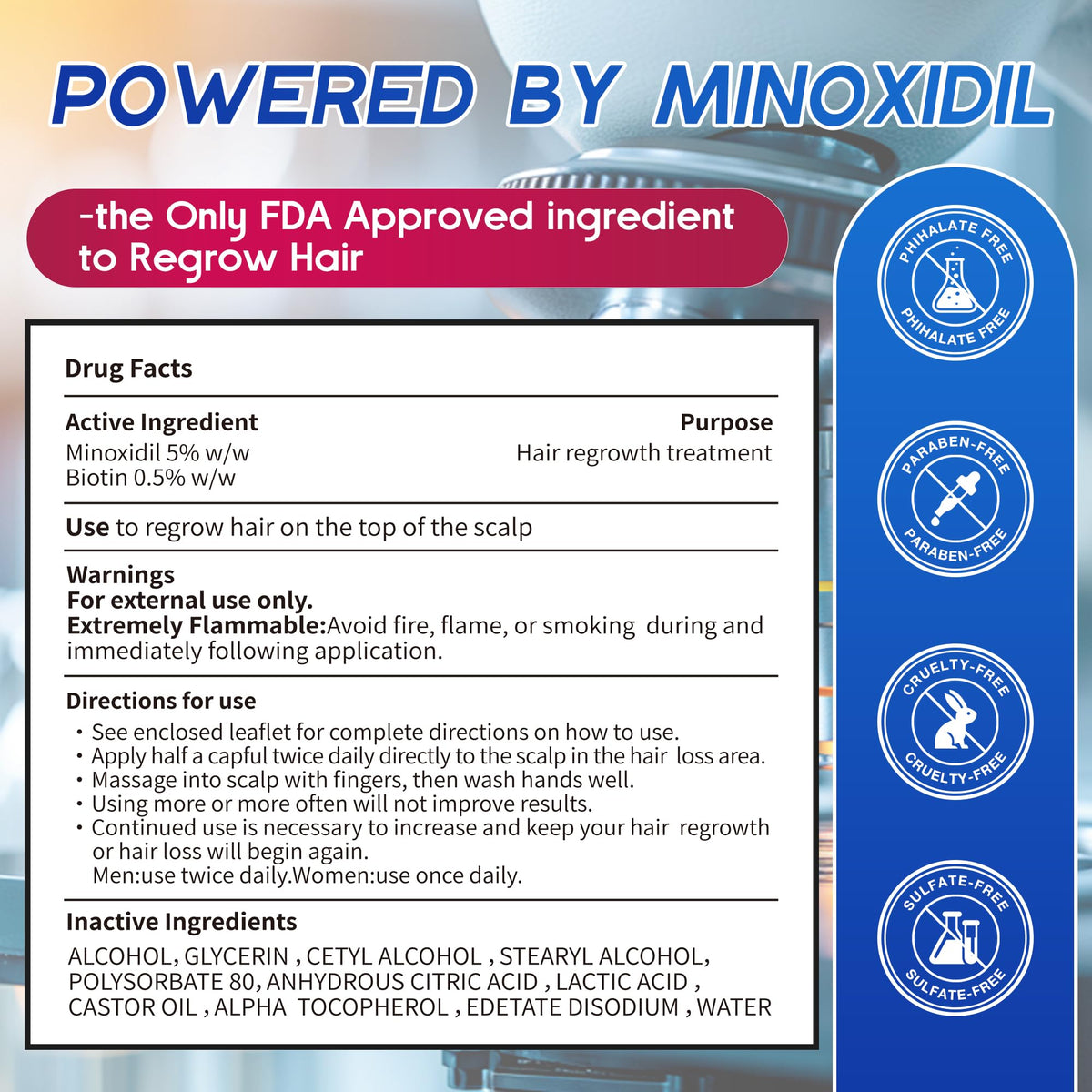 Minoxidil for Men and Women Foam Hair Growth - 5% Minoxidil Foam Hair Regrowth Treatment for Men, Topical Hair Loss Treatments, Extra Strength Thicker & Fuller Hair, 4 x 2.11 oz for 4 Months