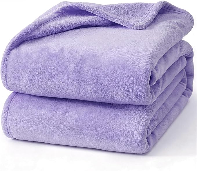 Hansleep Fleece Lilac Full Blanket, Super Soft Flannel Fuzzy Plush Cozy Blanket for All Seasons, Lilac, Full 84x90 Inches