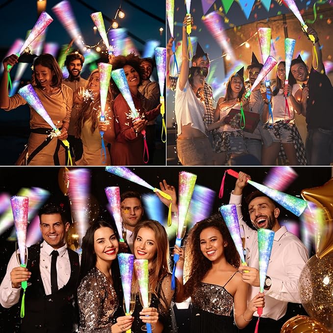 74 PCS Glow Fiber Wands Sticks, LED Light Wands, Glow in the Dark Party Supplies, Fiber Optic Wands, LED Flashing Sticks, Fiber Optic Light Wand Stick for Party, Wedding,Halloween and New Year