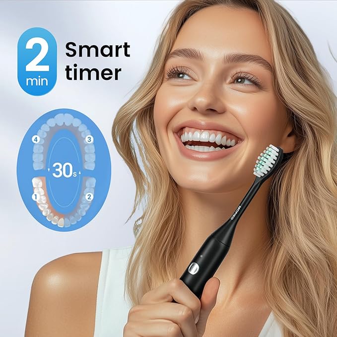 Travel Electric Battery Toothbrush for Adults, Sonic Electric Toothbrush with Case, Rechargeable Portable Electric Toothbrush Travel Kit (Black, Battery)