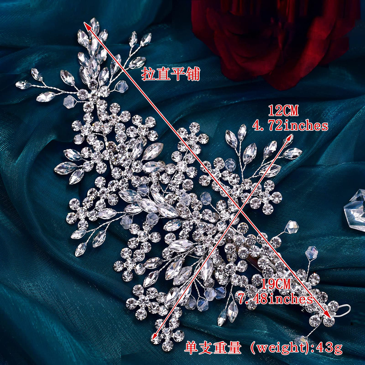 ULAPAN 2 Pack Rhinestone Bridal Hair Clips, Wedding Headpieces