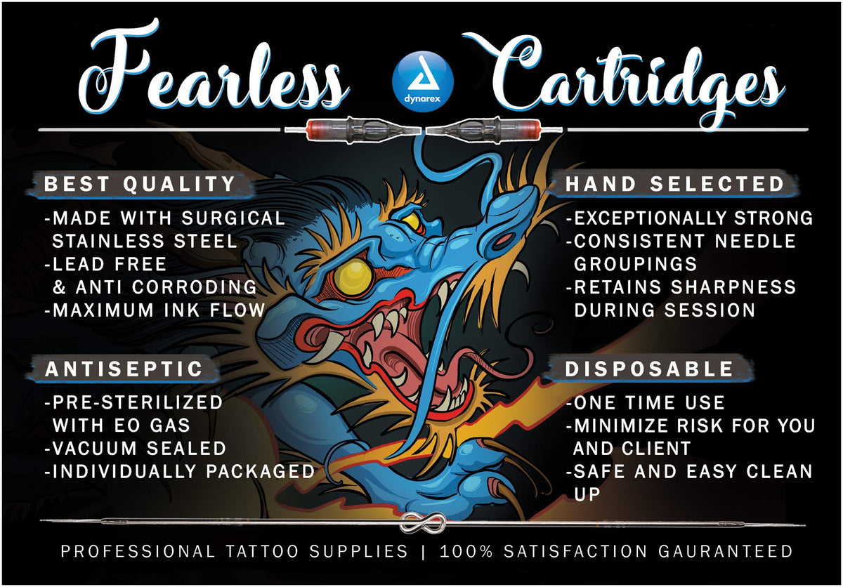 Dynarex Fearless Tattoo Cartridges Round Shader, 1211rs, 20 Count