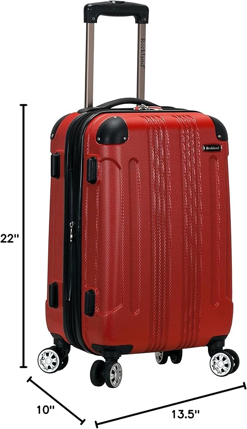 Rockland London Hardside Spinner Wheel Luggage, Carry-On 20", Red