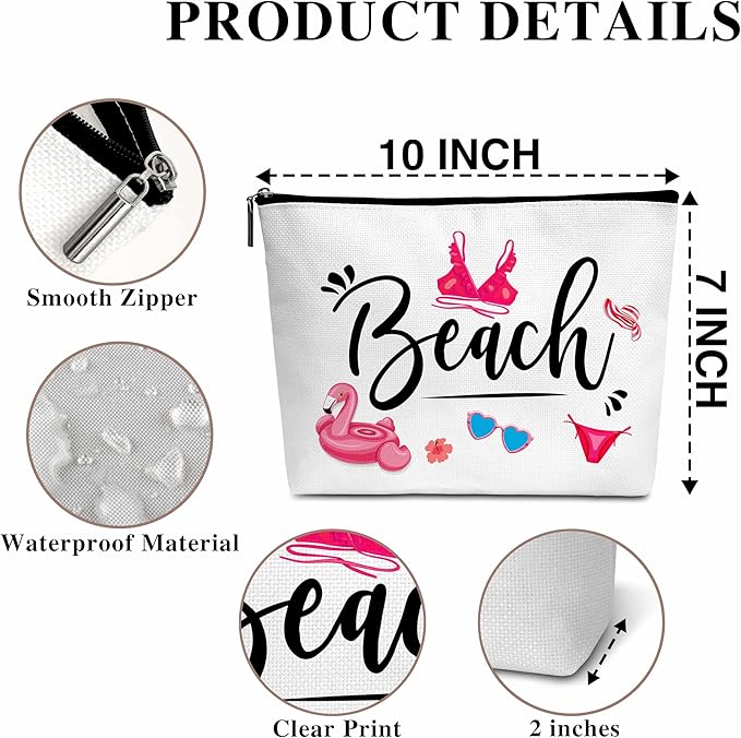 Summer Cosmetic Bag, Cruise Gift Makeup Bag with Zipper for Toiletry Bag Accessories, Beach Lover Gifts for Women Girls Birthday- B09