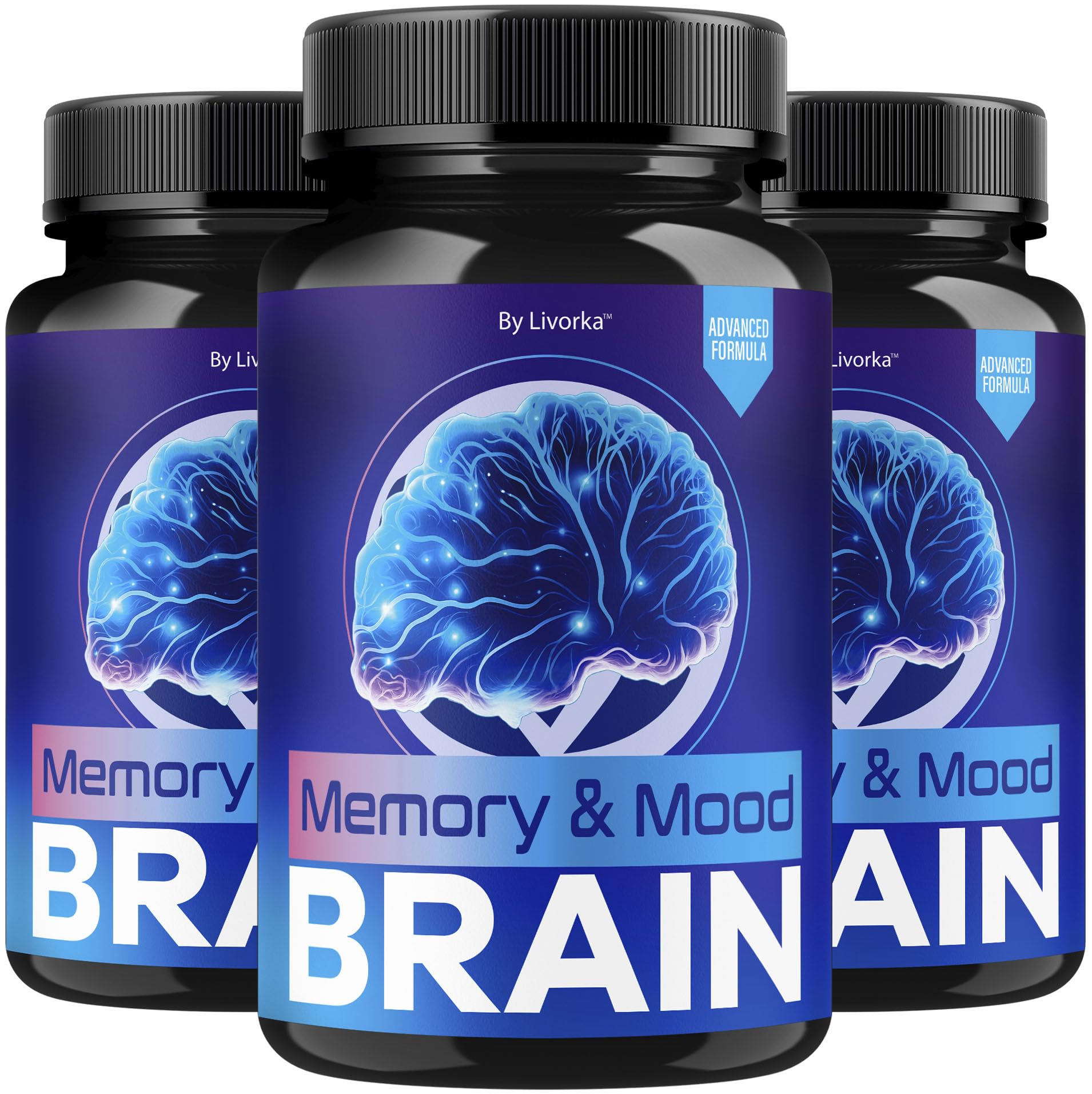 (3 Pack) Memory Mood and Brain Capsules - Official Daily Support Brain Health Supplement Pills Advanced Formula, Memory & Mood Brain & Memory Focus Reviews, 180 Capsules for 3 Months
