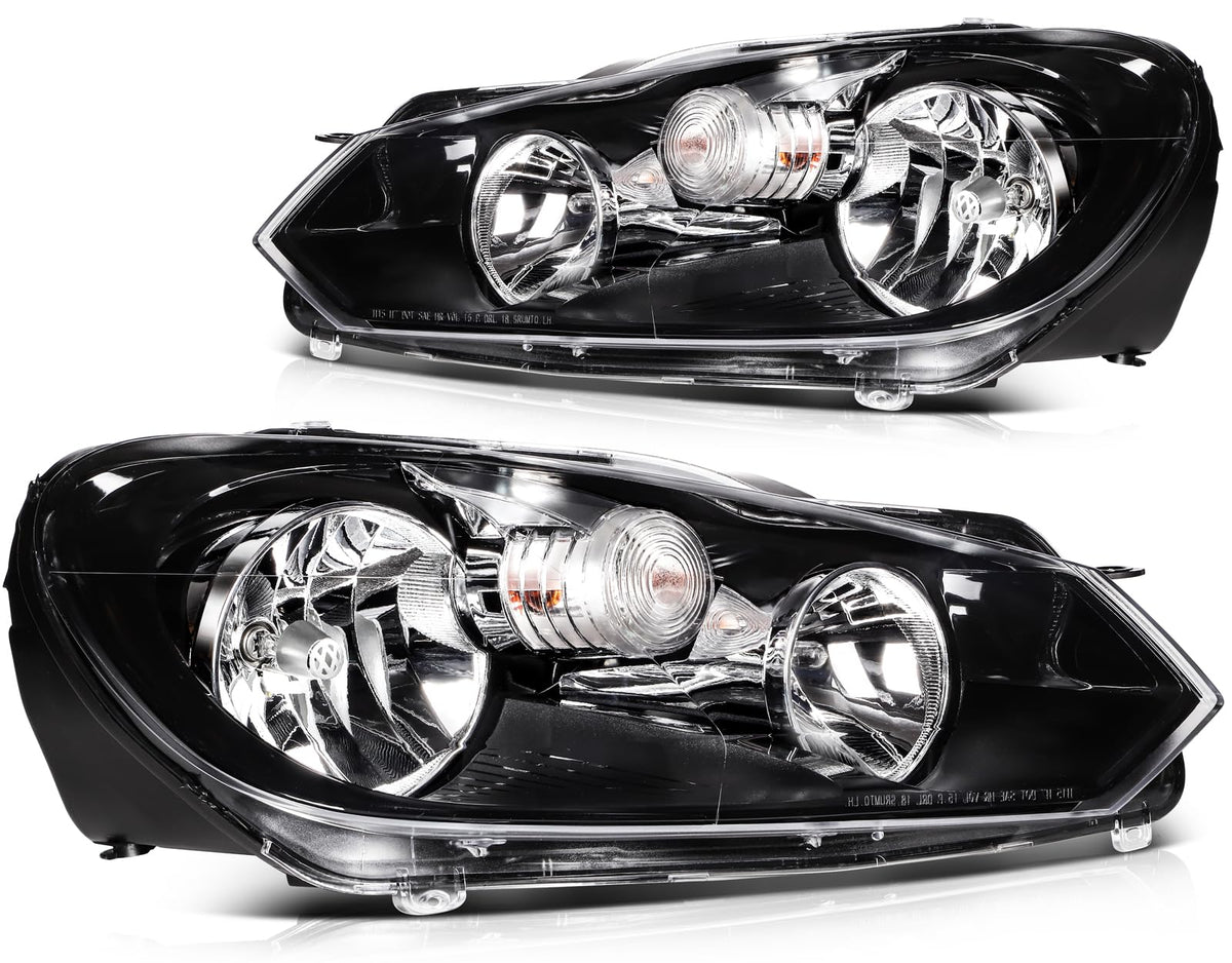 LBRST Headlight Assembly Fit For Volkswagen For Golf 2010-2014 For GTI 2010-2014 For Jetta 10-14 Black Housing Crystal Clear Len