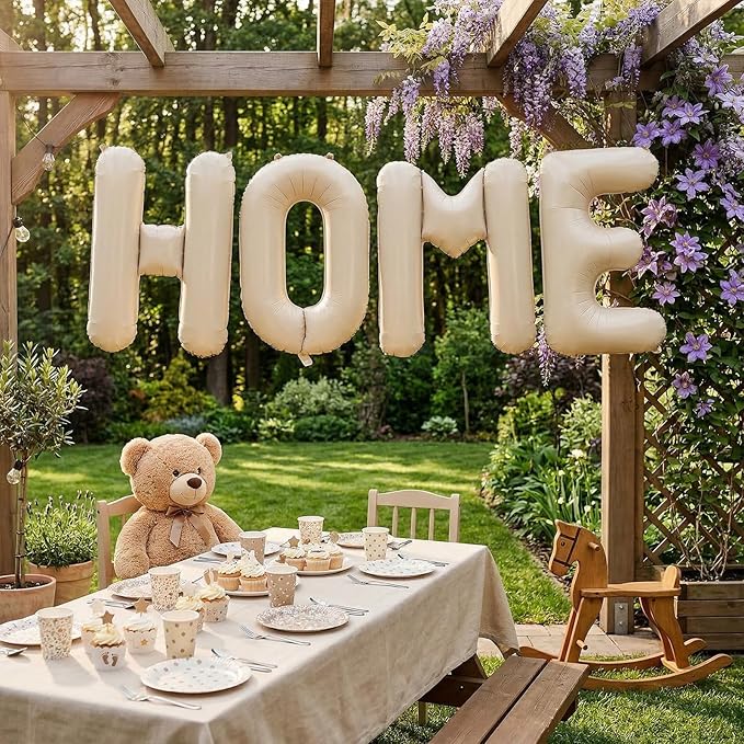 40 Inch Beige HOME Balloons, Large Cream Letter Balloon for Housewarming Party Decor, Ivory White New Home Welcome Balloon Banner Balloons Sign for Sweet House Warming Homecoming Party Decorations
