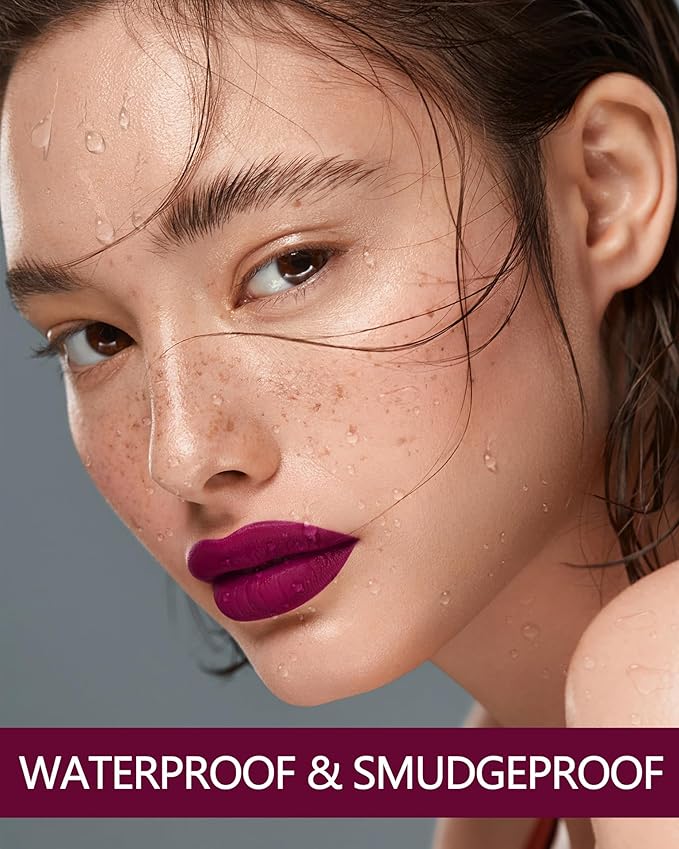 MAKI YIKA Dark Purple Lipstick for Women Color Stay Long Lasting Lipsticks, No Smudge Purple Matte Liquid Lipstick Transferproof Cruelty-Free Lip Color, In Charge