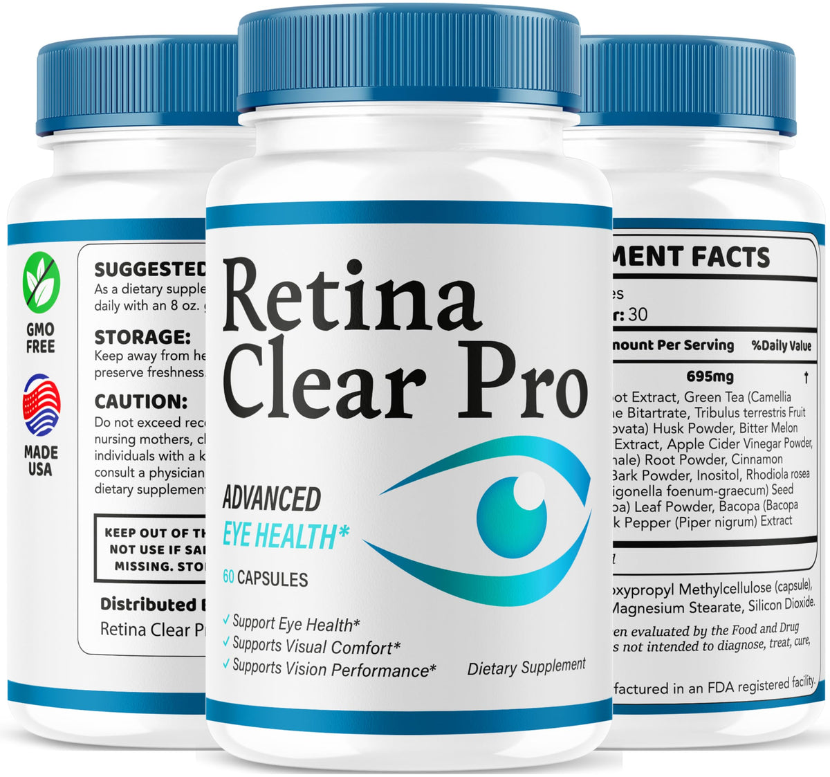 Retina Clear Pro Capsules - Retina Clear Pro Advanced Eye Health Support Pills, Natural RetinaClear Supplement Vitamins Overall Wellness & Support Reviews, 60 Capsules for 1 Month