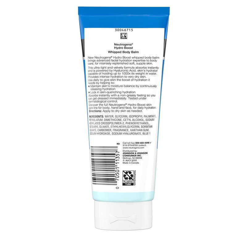 Neutrogena Hydro Boost Whipped Body Balm with Hyaluronic Acid, Hydrating for Dry to Extra Dry Skin, Lightweight, Daily Moisturizing, 7 Oz