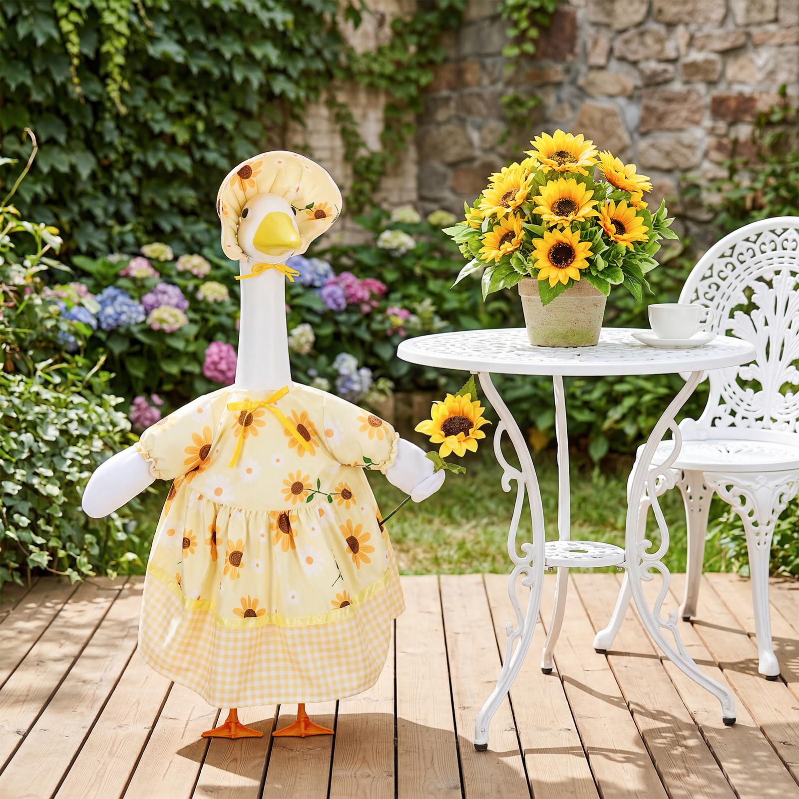 Porch Goose Summer Outfit for 23 Inch Statue, Sunflower Porch Goose Outfit