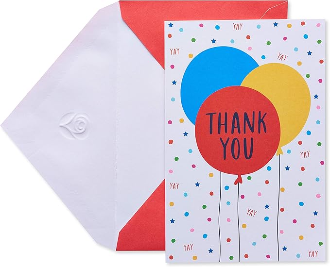 American Greetings Thank You Cards with Envelopes, Multi Color Balloons (48-Count)