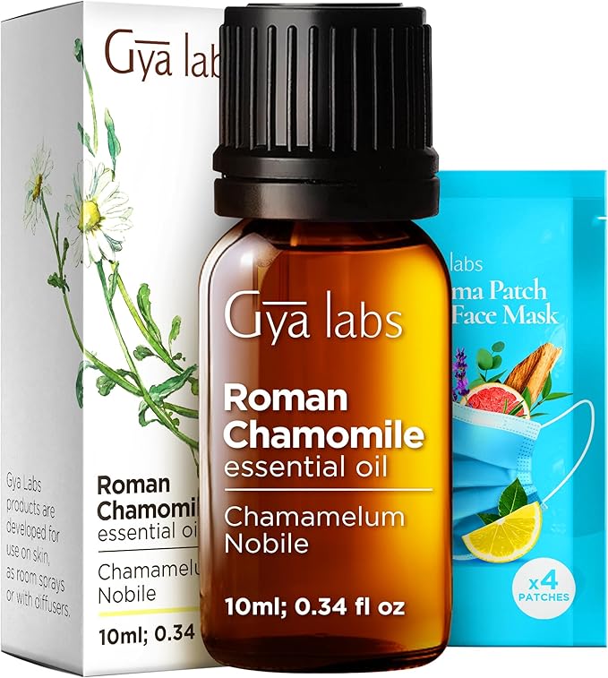 Gya Labs Roman Chamomile Essential Oil - 0.34 Fl Oz - for Hair, Skin, Diffuser, Aromatherapy & DIY Candle Making Scent