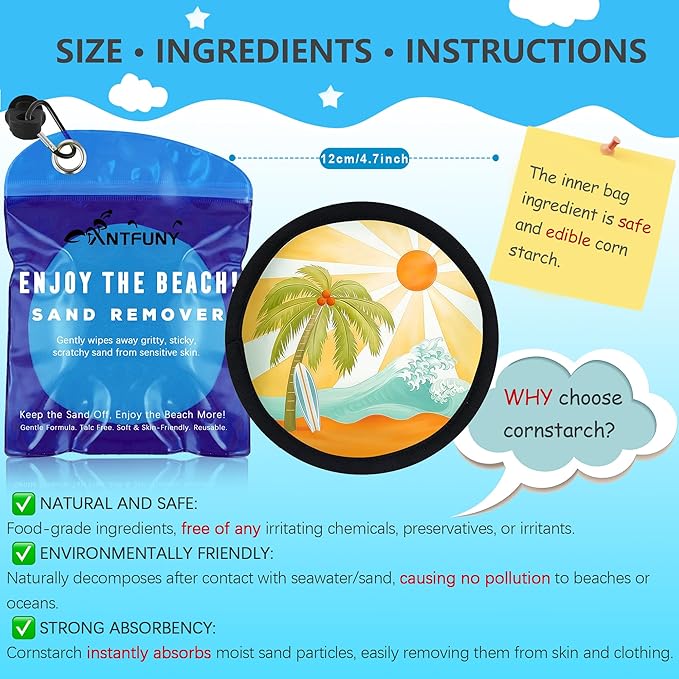 Antfuny Sand Remover for Beach Family Women Dog Trip Essential Accessories Summer Vacation Must Have Travel Accessories Lake Necessities Cruise Ship Stuff Thing Need Gear Gift Supplies Item Towel