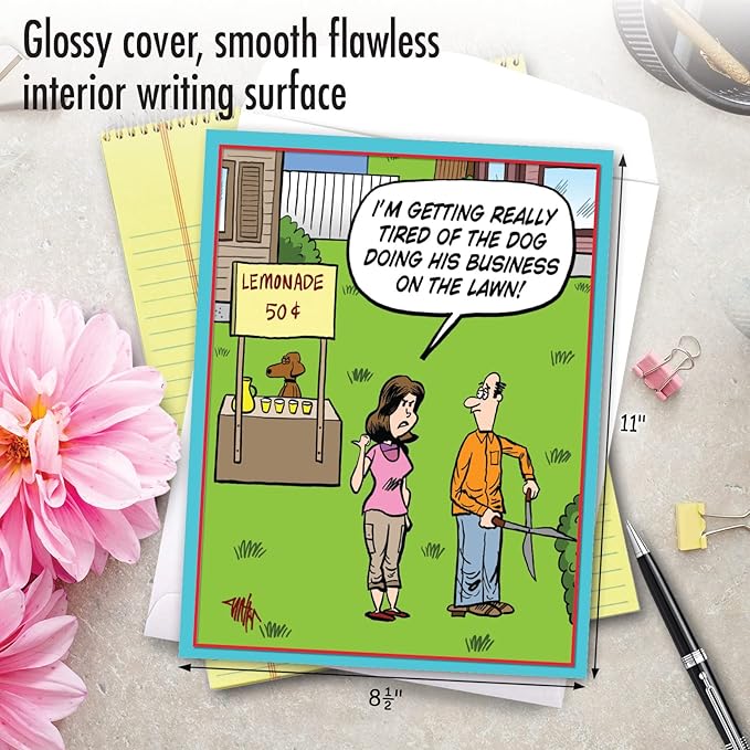 NobleWorks Jumbo Hysterical Birthday Paper Card From Us 8.5 x 11 Inch with Envelope (1 Pack) Big, Jumbo Bday Dog Business J6374BDG-US