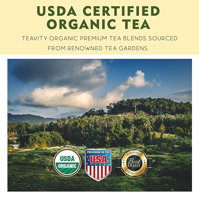 Organic Black Tea Pods for Keurig - Naturally Caffeinated Unsweetened Black Tea Pods by Teavity (24 Tea Pods)