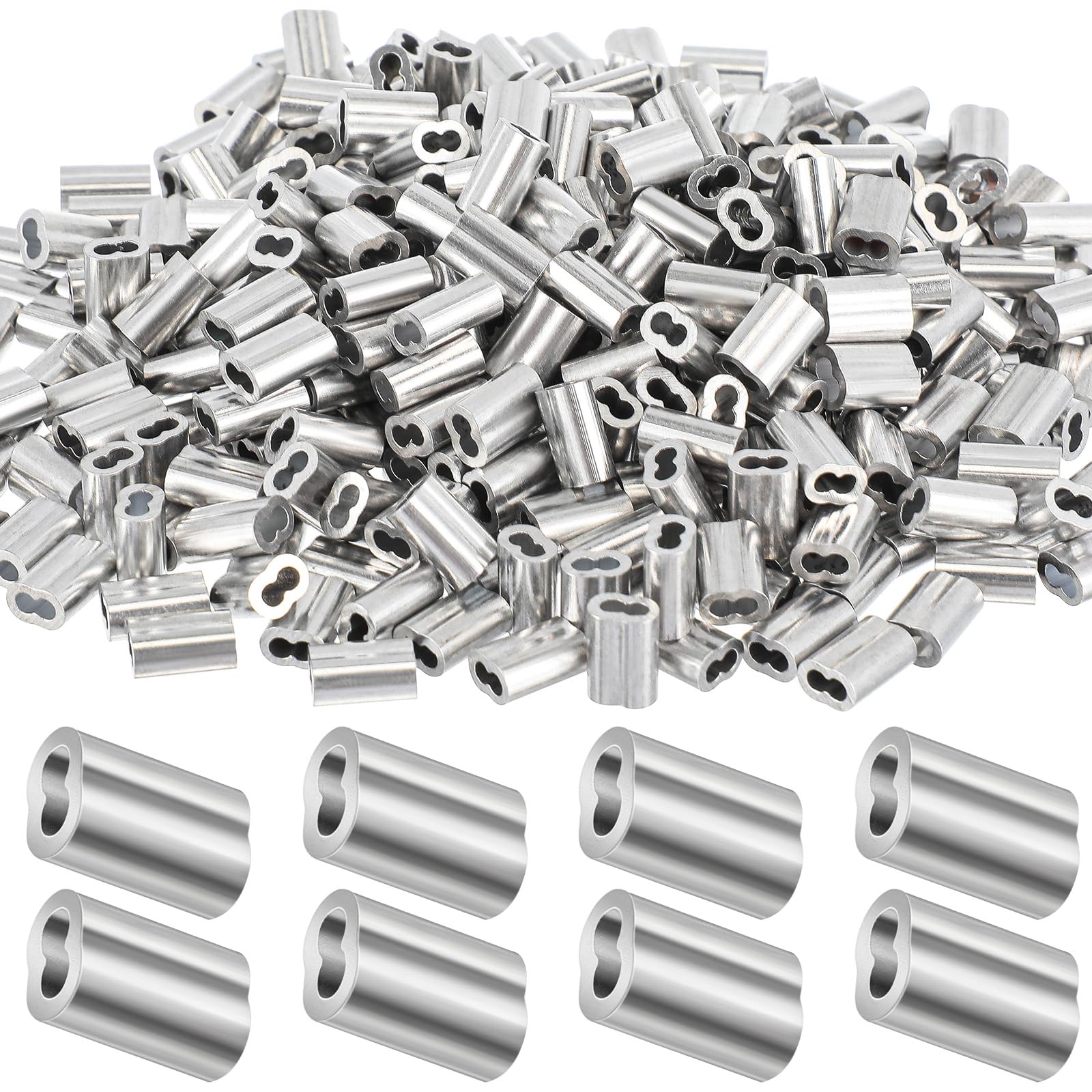 Yaocom 1000 Pcs 1/16" Aluminum Crimping Loop Sleeve Cable Crimp Ferrules Wire Rope Sleeves for Diameter Wire Rope and Cable Line Ends