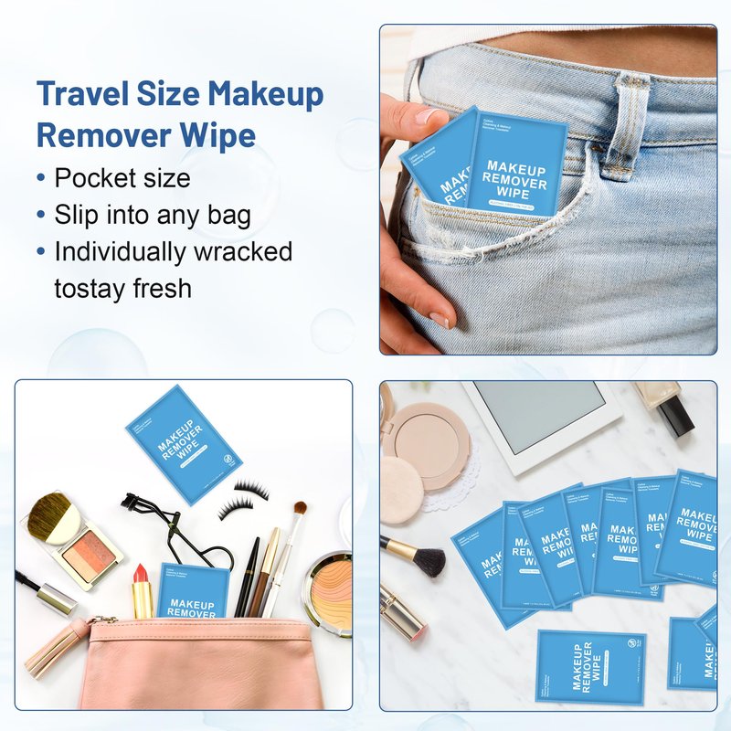 200 Count Makeup Remover Wipes Individually Wrapped, Travel Individual Wet Wipes Bulk, Gentle Cleansing for Face Mascara Lipstick, Single Makeup Removing Wet Wipes
