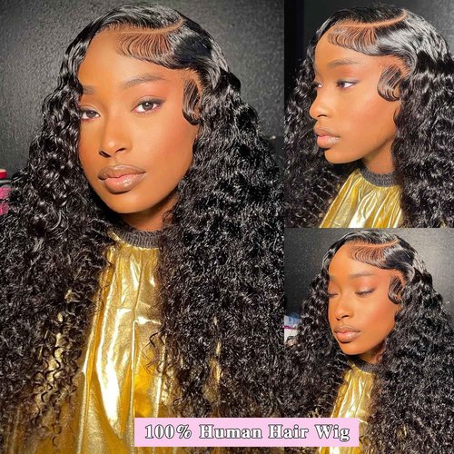 BWDWST Deep Wave Lace Front Wigs Human Hair 13x6 Lace Front Wigs Human Hair Pre Plucked Deep Wave Wig for Women 20 Inch