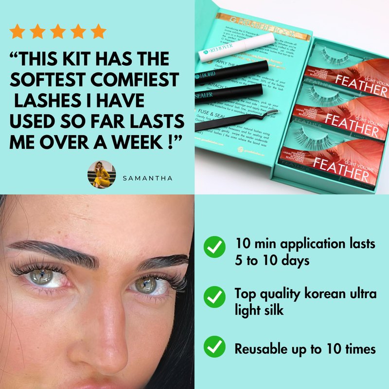 GAZELLE Lash Cluster Kit with Bond, Sealer, Remover & Tweezer – 3-Pack DIY Eyelash Extensions (10-12-14mm) – Wispy Korean PBT Lashes, Reusable, Salon-Style at Home, Lasts 10 Days, 30 Lashes