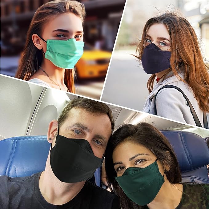 BASE CAMP Reusable Cloth Dust Face Masks 100% Cotton Washable Adjustable Breathable Fabric Mask with Filter Pocket