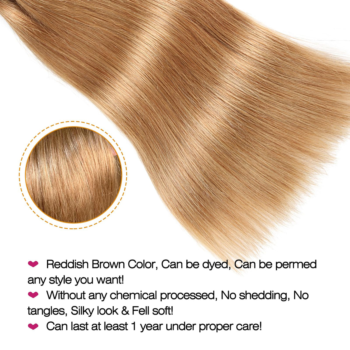 ijoy Straight Honey Blonde Bundles 95g Human Hair Bundle Dirty Blonde Brazilian Virgin Hair Weave 1 Bundle for Chic Boho 16 Inch