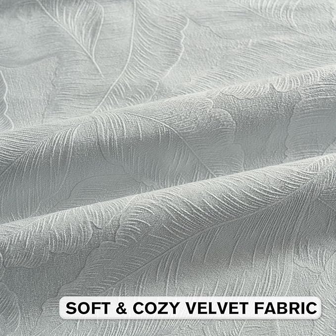 FUTEI Light Blue Velvet Throw Pillow Covers 20x20 Inch Set of 2,Soft Embossed Leaf-Relief Textured Cushion Cases,Natural Home Decor for Couch Living Room