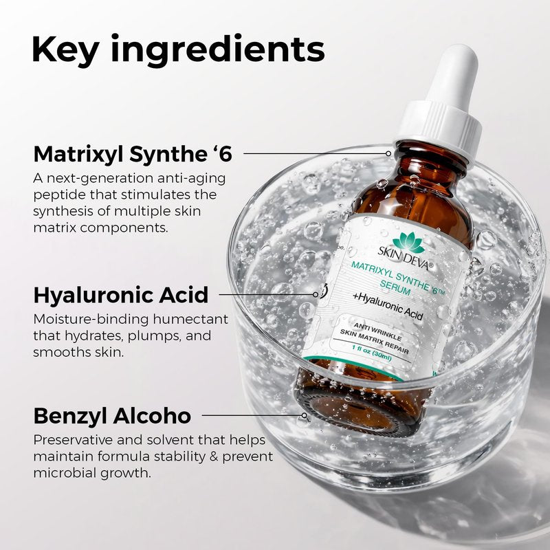 SKIN DEVA Matrixyl Synthe 6 Hyaluronic Acid Serum Anti Aging Serum Facial Serum Shrinks Pores and Keeps Skin Hydrated