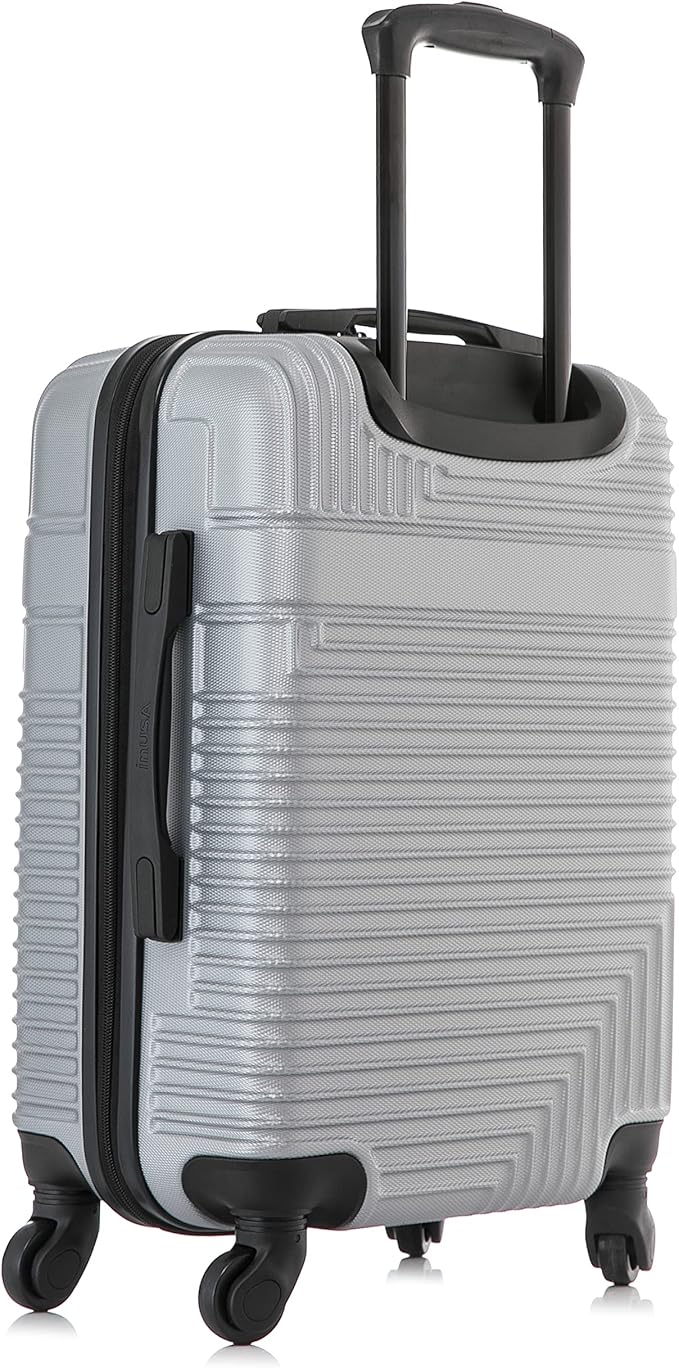 InUSA RESILIENCE Luggage with Spinner Wheels | Durable Lightweight Hardshell Suitcase, Spacious Travel Bag with Handle and Trolley | 20-Inch Carry On Small Luggage | Silver