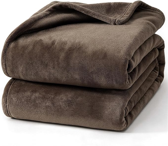 Hansleep Fleece Brown Full Blanket, Super Soft Flannel Fuzzy Plush Cozy Blanket for All Seasons, Brown, Full 84x90 Inches